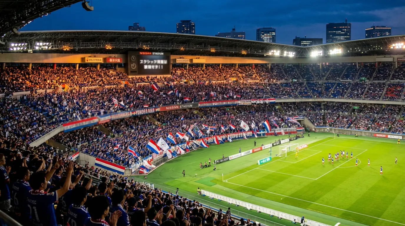 Nissan Stadium de Yokohama F. Marinos lleno de aficionados